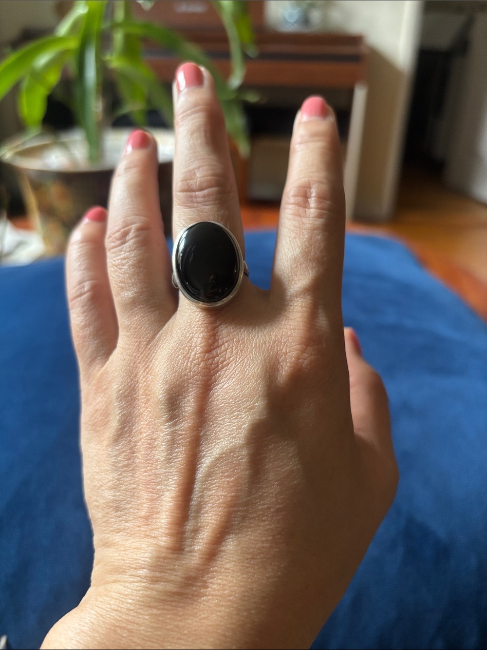 Sterling Silver Black Onyx Dome Ring